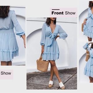 Blue V-neck dress size M/L